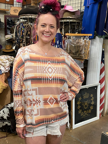 Aztec Print Long Sleeve Shirt! SALE!