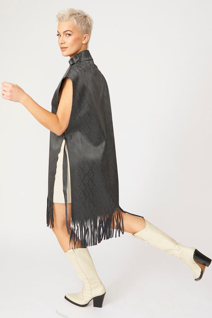 Snakeskin Tunic Top with Fringe