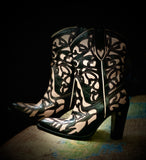 Inlay Pink Black Hearts 3.5 β Heel Menudier Boots Sz 37