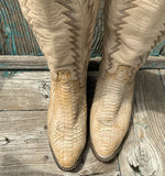 Vintage Tall Mahan Python Ivory Boots 6.5M