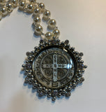 Grande San Benito Medallion Pearl Choker Silver