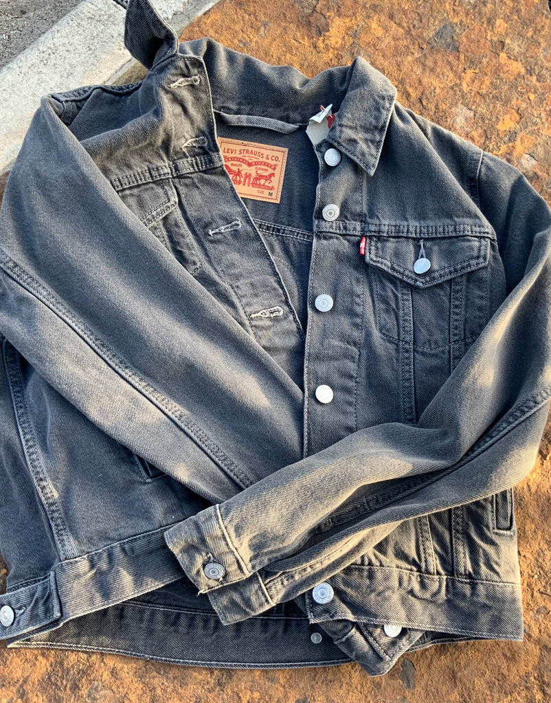 Beaded Hamsa Levi's Grey Denim Jacket