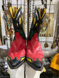 Custom Stallion Red Black Floral Boots 8B