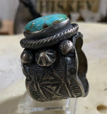 Satin Sterling Men’s Sorogran Gold Turquoise Ring