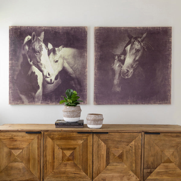 Vintage Sepia Horses Canvas Art Print