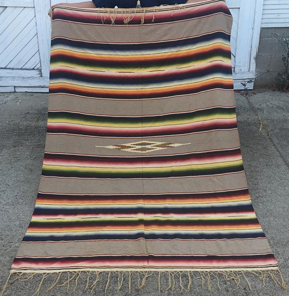 Vintage 94" x 63" Indian Blanket Rug