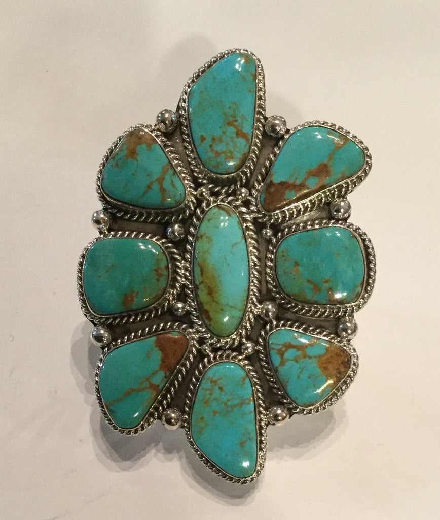 Kingman Turquoise Cluster Ring Sz 8