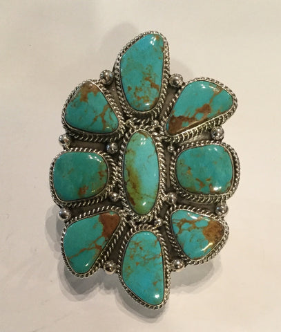 Kingman Turquoise Cluster Ring Sz 8