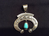 Large Naja Pendant w/ Turquoise Drop Martha Cayatino