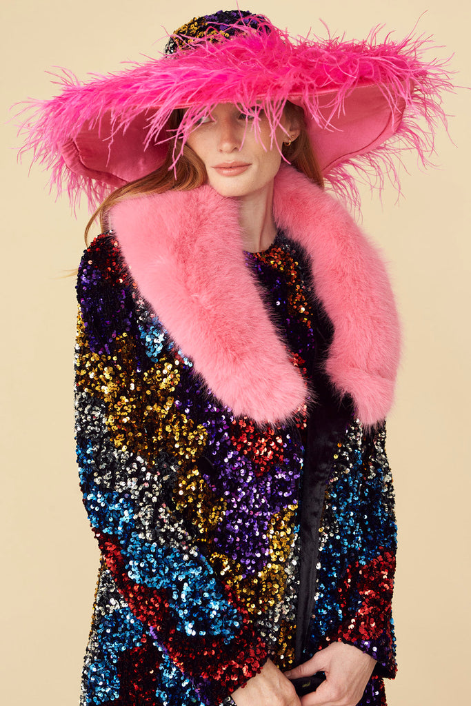 Multi Colored Bamboo Sequin Trench Coat