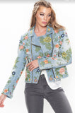 Lucinda Floral Embroidered Moto Denim Jacket