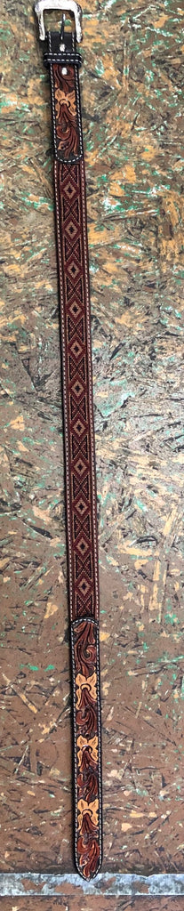 Twisted X Earth Tone Tooled Woven Belt