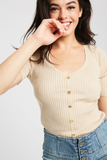 Ribbed Knit with Buttons