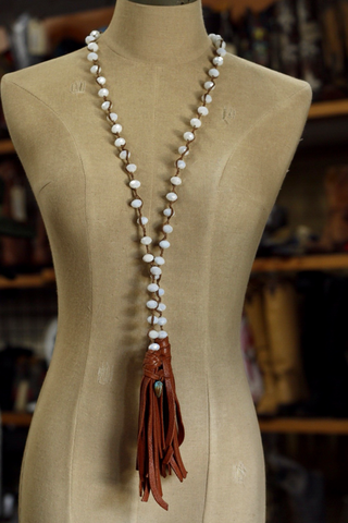 White Crystal Lariat Necklace