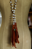 White Crystal Lariat Necklace