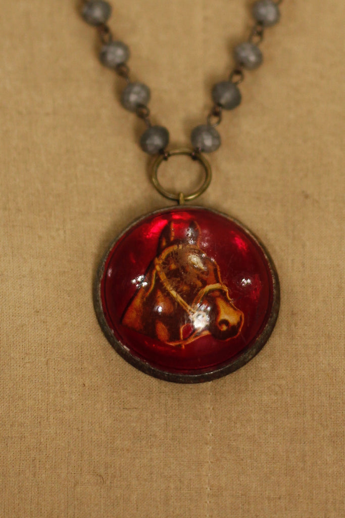 Antique Horse Bridle Rosette Necklace