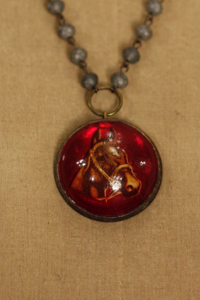 Antique Horse Bridle Rosette Necklace Antique Horse Bridle Rosette Necklace