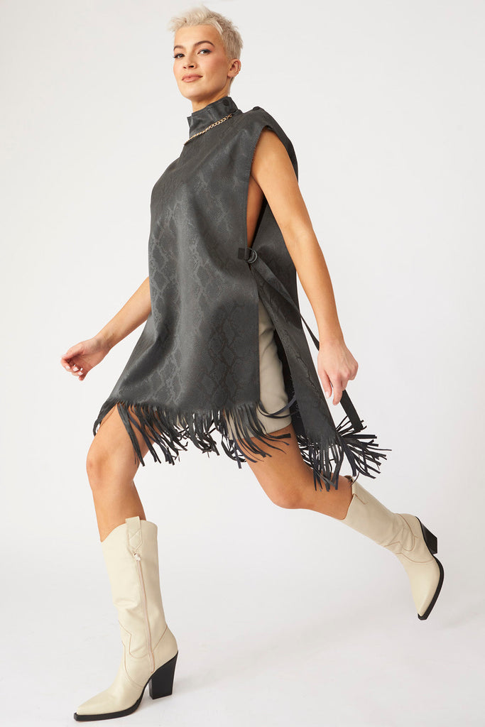 Snakeskin Tunic Top with Fringe