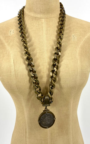 Double Snaffle Bit Silver Rolo Choker