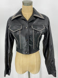 Lamb Leather Jacket Crystals Snap Front M