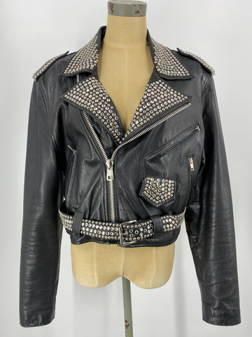 LA Roxx Leather Jacket w/ Studs & Swarovski Crystals