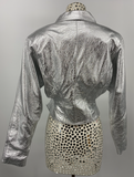 Lillie Rubin Leather Metallic Silver Jacket