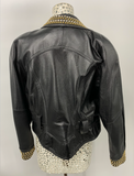 LA Roxx Black Leather Jacket with Gold Studs - Large