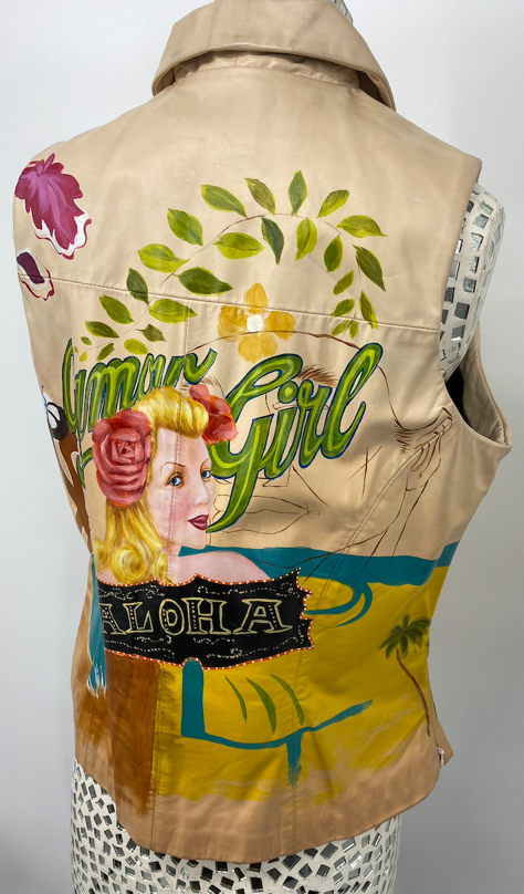 Via Blue Via Vintage Hand Painted Vest - Medium