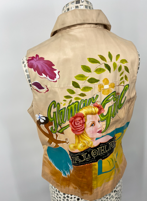 Via Blue Via Vintage Hand Painted Vest - Medium Via Blue Via Vintage Hand Painted Vest - Medium