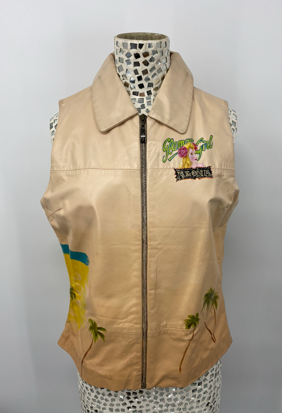 Via Blue Via Vintage Hand Painted Vest - Medium