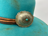 Turquoise Vintage Distressed Hat w/ Concho - 6-7/8