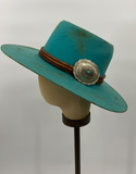 Turquoise Vintage Distressed Hat w/ Concho - 6-7/8