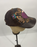 Kippys Leather Cap - Brown w/ Pink Heart