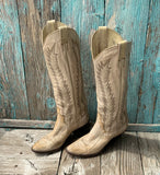 Vintage Tall Mahan Python Ivory Boots 6.5M