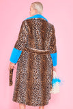 Leopard Coat Blue Faux Trim Festival