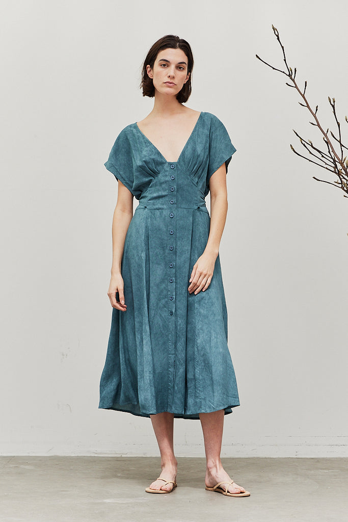 Tie Dye Turquoise Midi Dress
