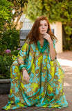 Viglia Blue and Green Jewel Tone Caftan