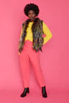 Multicolor Fox Non-Shredding Rex Rabbit Fur Vest