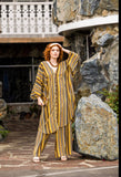 Bohemian Bank Striped Tunic Caftan Set