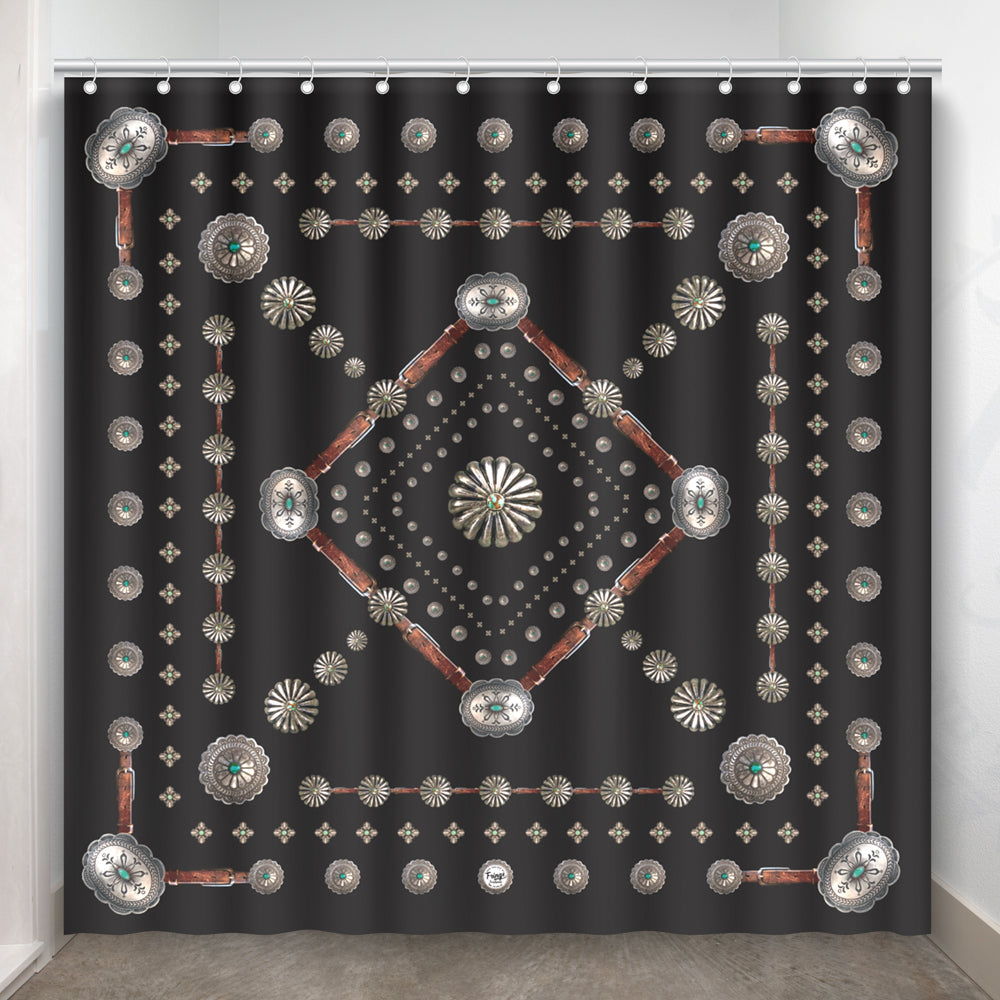 Flagstaff Shower Curtain Black Concho