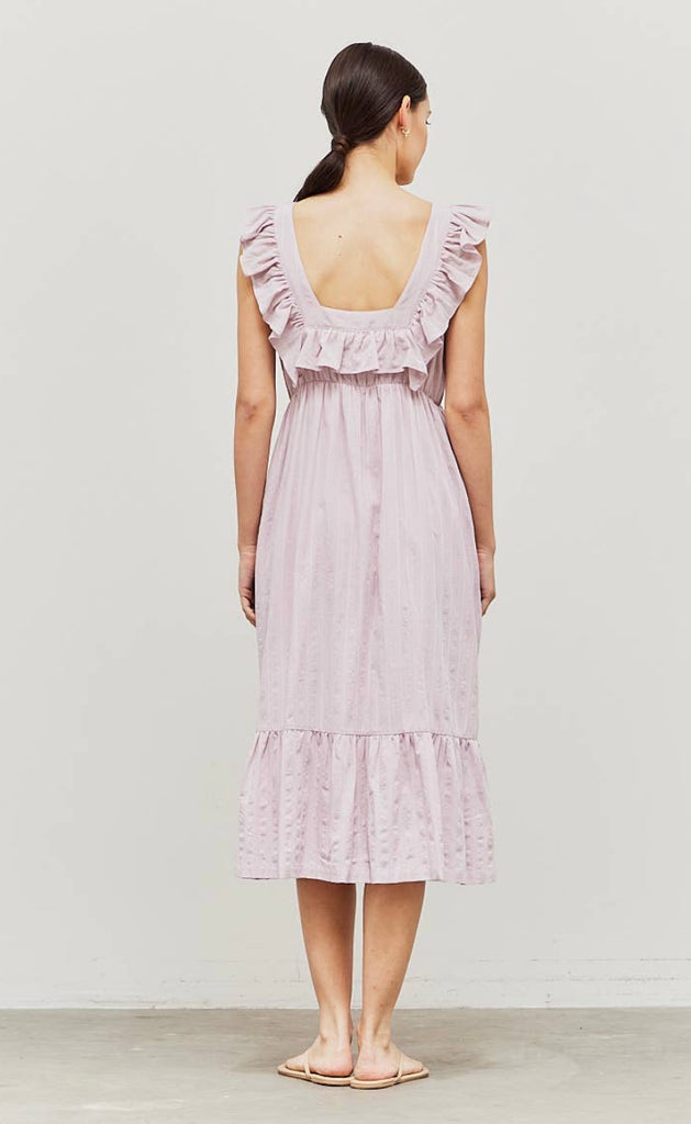Ruffle Shoulder Empire Waist Dress