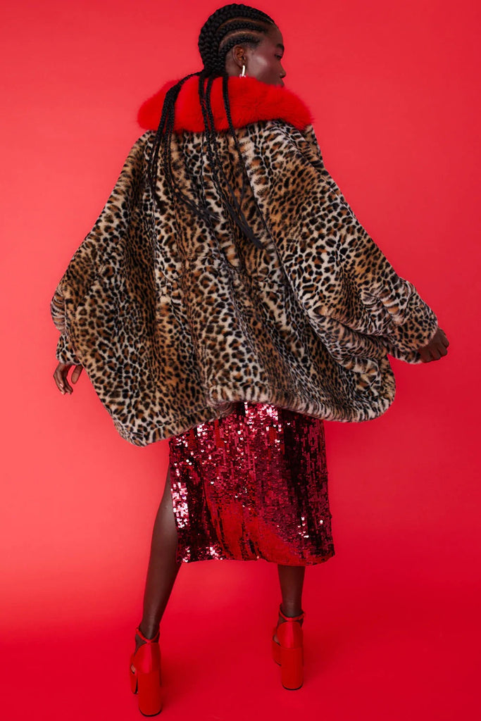 Leopard Faux Swing Coat