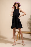 Black Mini Dress with Ruffle Detail