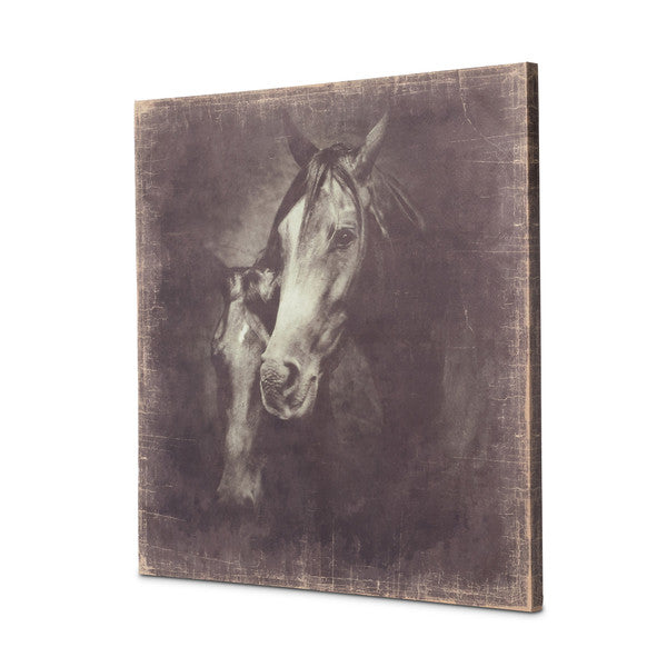 Vintage Sepia Horses Canvas Art Print