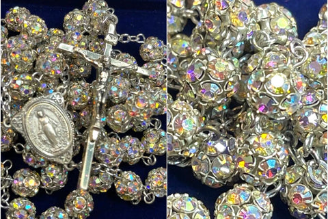Sterling AB Swarovski Rondelle Crystal Rosary