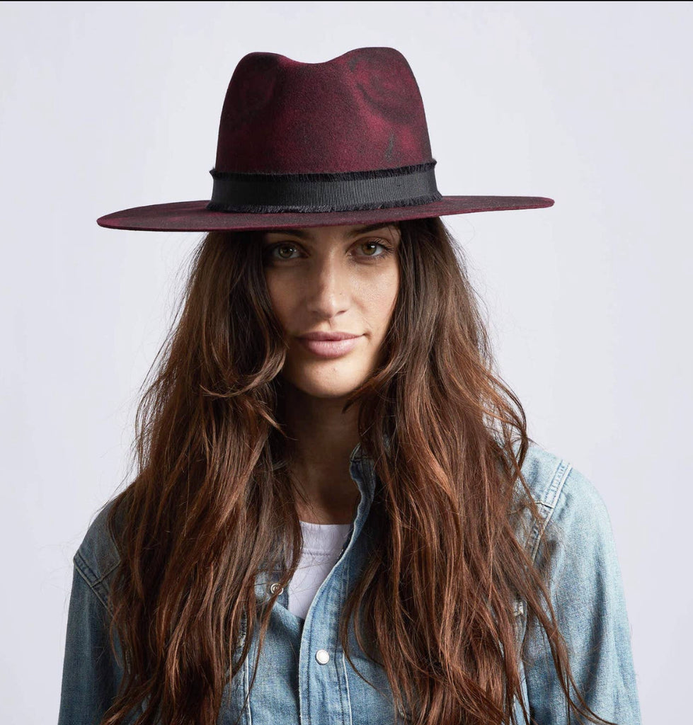 Wide Brim Firm Felt Fedora Distressed Hat