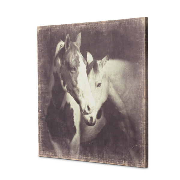 Vintage Sepia Horses Canvas Art Print