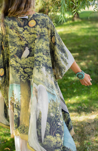 Satin Lounge Print Kimono and Pants SET