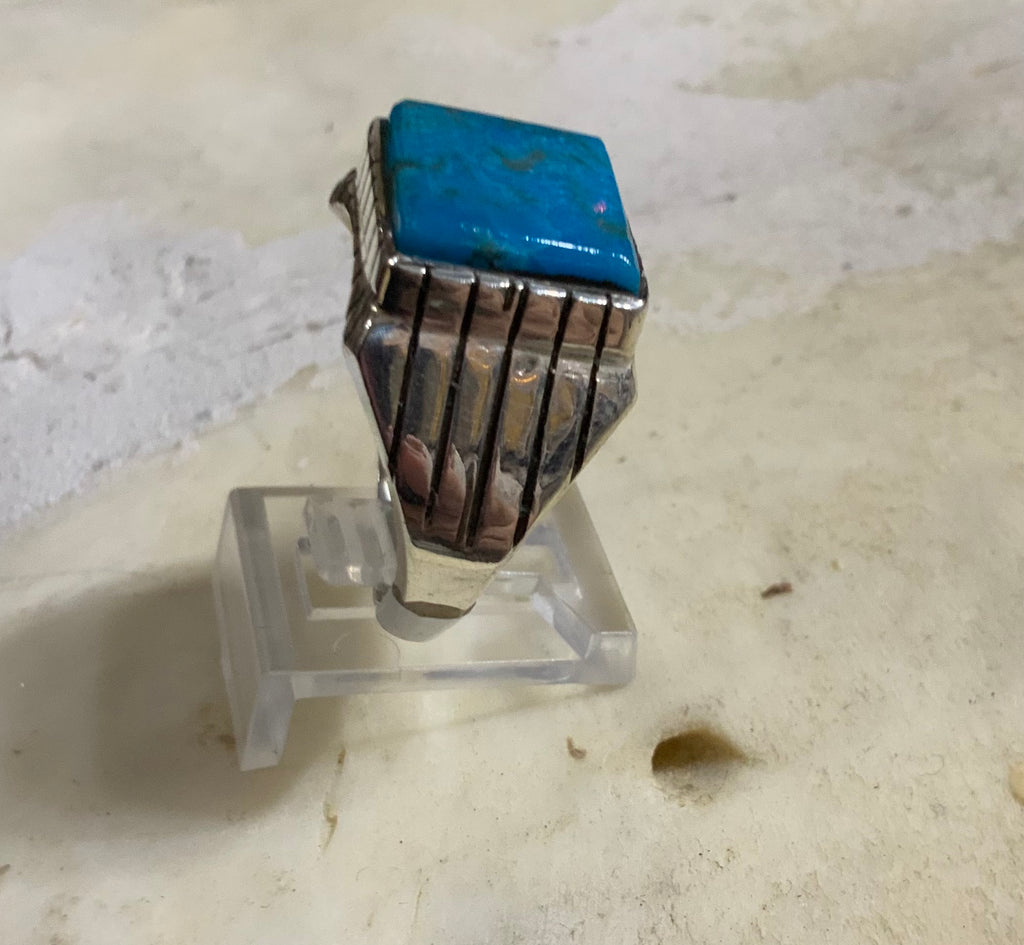 SS Kingman Turquoise Men’s Ring Sz 10.5