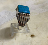SS Kingman Turquoise Men’s Ring Sz 10.5
